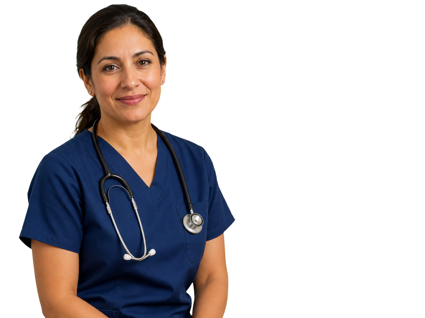 Smiling nurse in scrubs ready to begin HIPAA security training